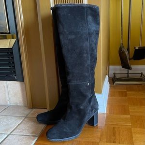 Stuart Weitzman Women’s Black Suede Winter Knee Boots Fur Lined